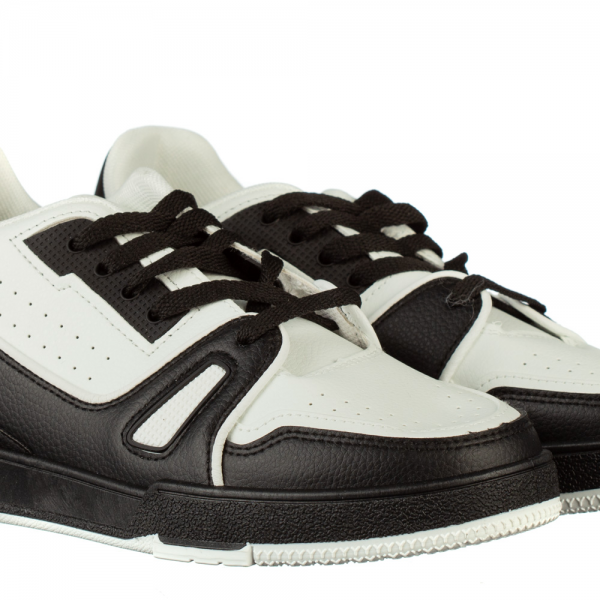 Ανδρικά αθλητικά παπούτσια μαύρα από οικολογικό δέρμα Mezon, 3 - Kalapod.gr